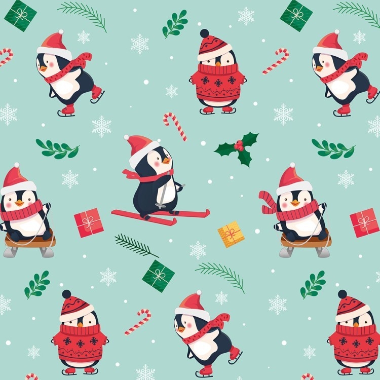 Бумага упаковочная "С Новым Годом" Пингвины / листы    